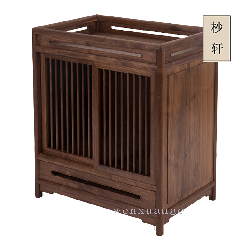 New Chinese tea cabinet solid wood tea table black walnut old elm tea room living room tea cabinet