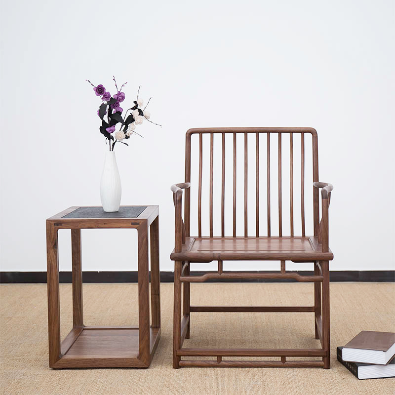 New Chinese style circle chair solid wood leisure official hat chair black walnut old elm comb back Taishi chair tea chair