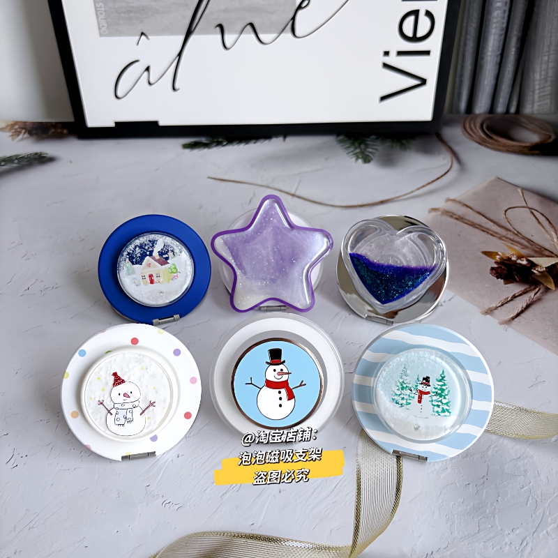【Popsockets Universal】Light-Up Dance Magnetic Stand with Anti-Drop Airbag, Heart-Shaped Quicksand, Little Snowman 【Popsockets Universal】Light-Up Dance Magnetic Stand with Anti-Drop Airbag, Heart-Shaped Quicksand, Little Snowman