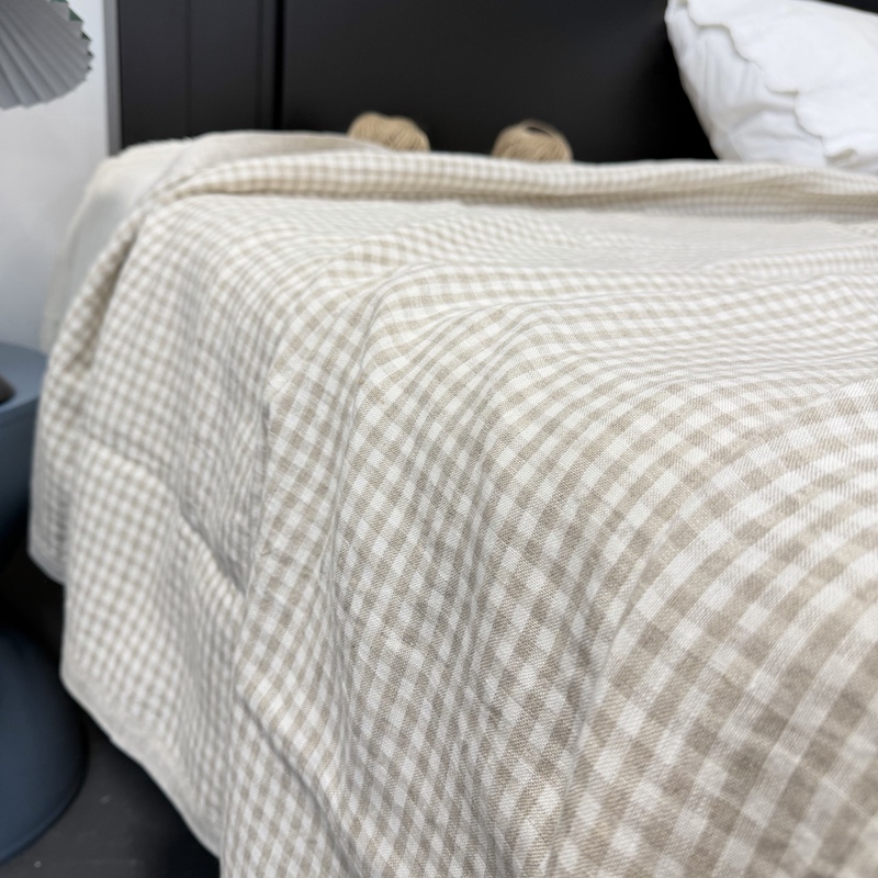 Foreign Trade Yarn-Dyed Thickened 100% Linen Rain Dew Linen Throw Blanket Small Bed Sheet Sofa Towel Tablecloth Pillow Cover Towel Plaid
