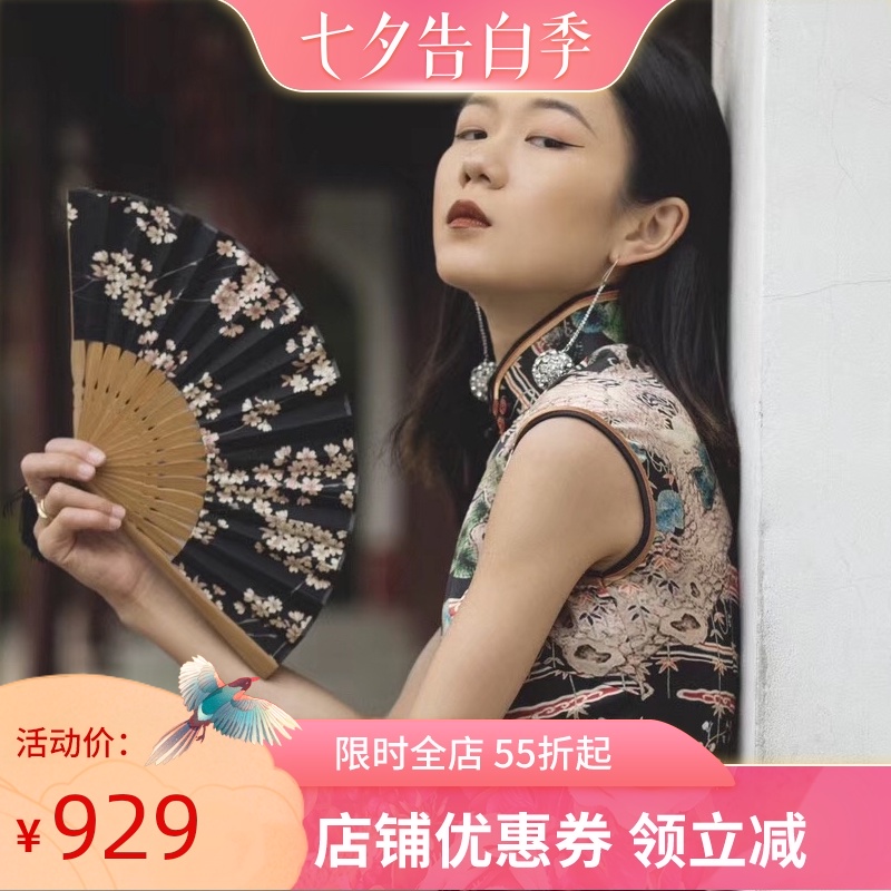Silk summer elite elegant long cheongsam, dress, mid-length