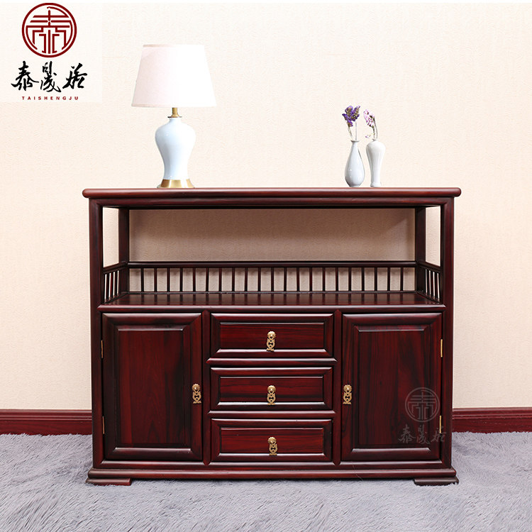 mahogany sideboard, solid wood, new Chinese style living room cabinet, restaurant side cabinet, locker, South American rosewood tea cabinet 