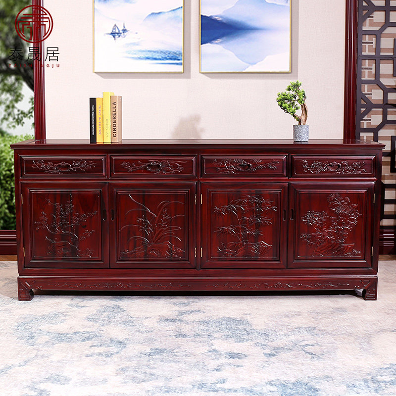 Mahogany sideboard solid wood Chinese style living room storage tea cabinet side cabinet restaurant cabinet South American sour branch storage cabinet