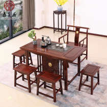 Mahogany tea table home balcony small tea table new Chinese solid wood furniture kung fu East African acid branch office tea table