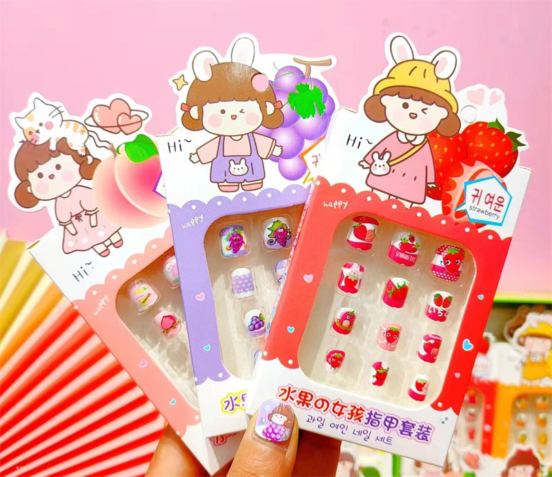 Children's Pretend Play Nail Stickers, Cartoon Nail Stickers for Girls, Cute Fruit Nail Art Stickers