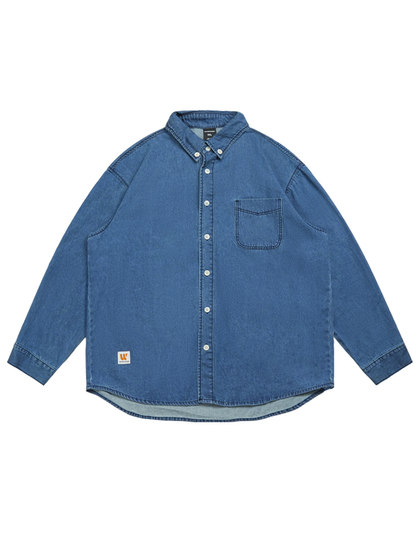 GEEEKPANDA潮牌大码牛仔衬衫男加肥加大cityboy长袖薄款外套8210