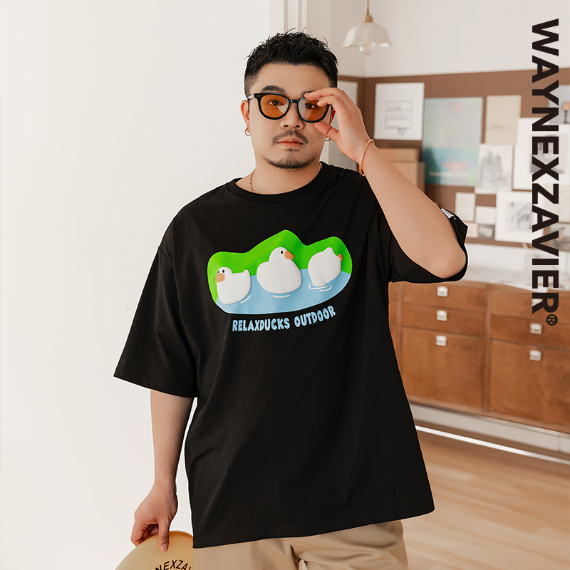 Geeekpanda Plus Size Men's Clothing Large Size Summer Casual Round Neck Three-Dimensional Cartoon Print Cotton T-Shirt 9169