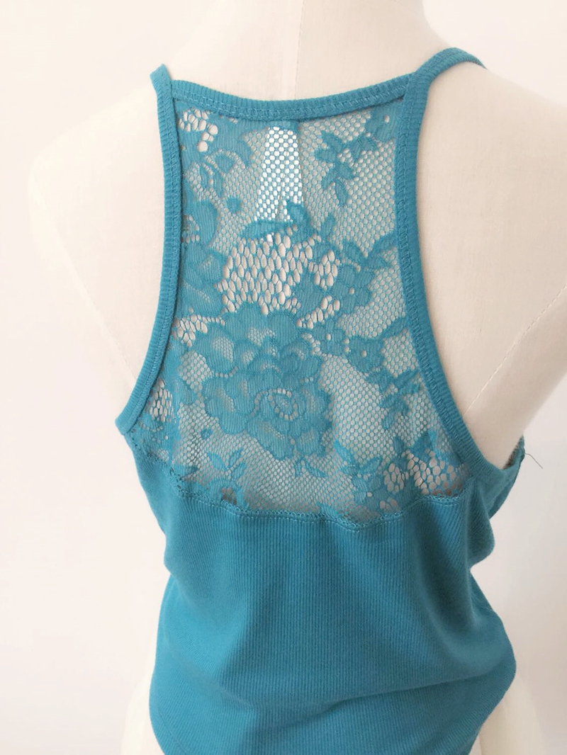Đầm ren vest cotton co giãn thời trang hoang dã nhỏ ngắn quây quần đáy áo 18 xuân hè nữ phong cách mới đồ mặc nhà