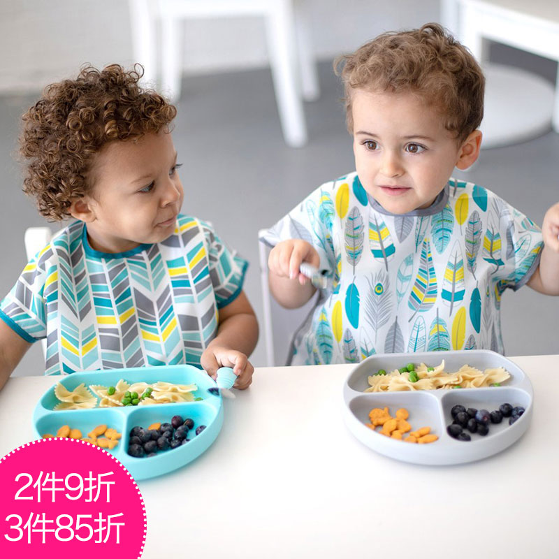 Bumkins baby children's waterproof short-sleeved anti-dressing summer anti-dirty baby eating bibs painting thin section coveralls