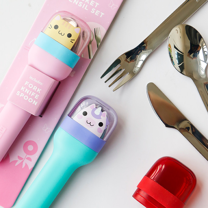 Shake-in-the-same zoku304 stainless steel knife fork spoon Three sets portable office worker Children's adult student cutlery-Taobao