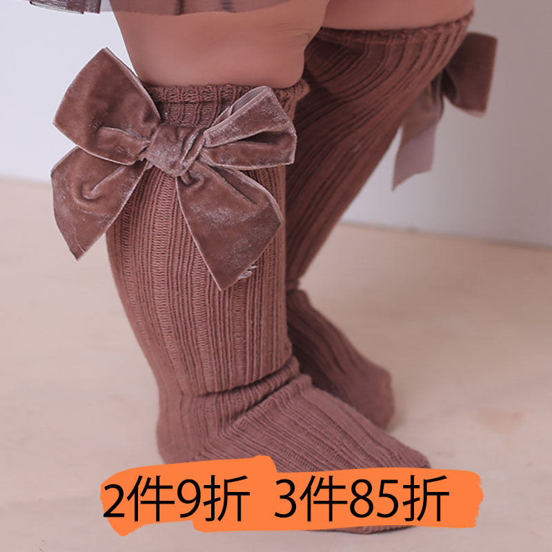 Who is not the little princess INS wind combed cotton big bow children's socks in the tube socks female baby autumn and winter socks