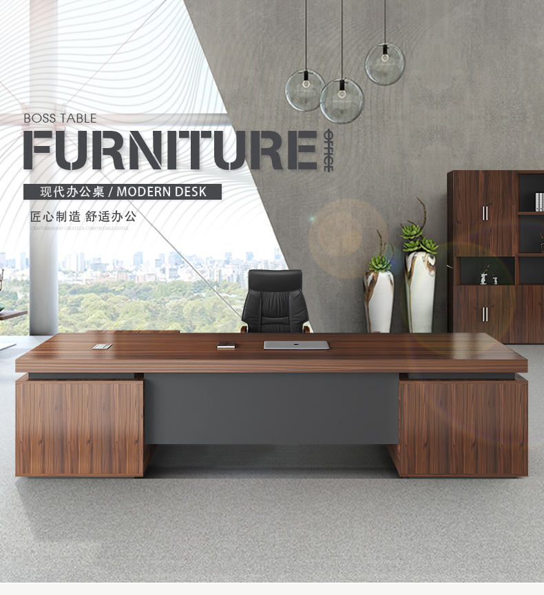 Kunming 3 meters desk boss table simple modern office desk and chair combination manager table atmosphere president table office