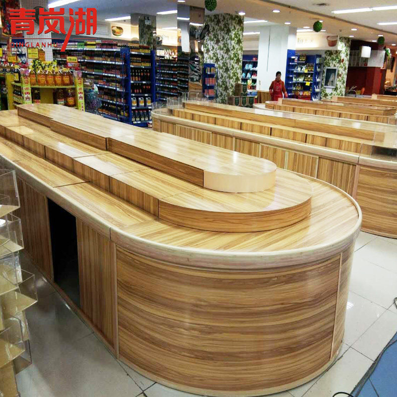 Qinglan Lake Supermarket shelves Discretiate Cabinet Wood Cabinet Aluminum Alloy Display Cabinet Round Supermarket Exhibition Cabinet Display Cabinet