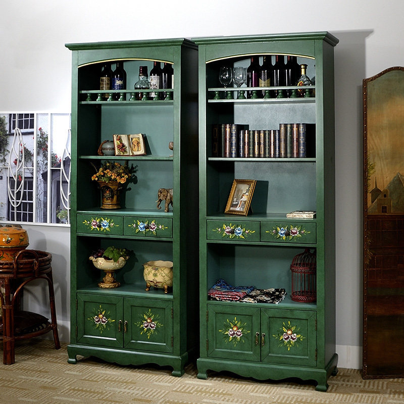 Ruishi European and American furniture Solid wood color bookcase bookshelf study file cabinet side cabinet storage cabinet storage cabinet spot