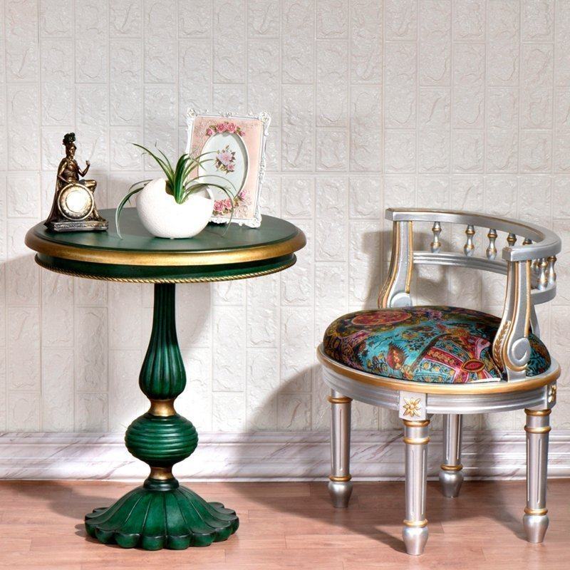 American-style solid wood side table corner table retro old furniture living room small coffee table light luxury sofa balcony round table round table