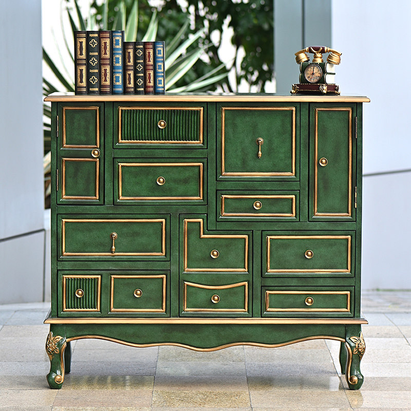 American Solid Wood Multi-Bucket Cabinet Bedroom Containing Cabinet Living-room Xuan Guan Cabinet Light Lavish Storage Cabinet Nordic Retro Multi-Bucket Cabinet