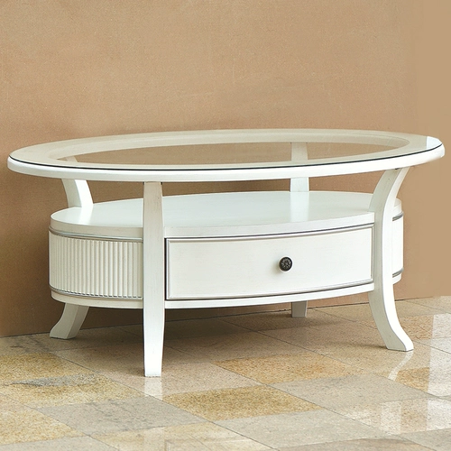 American Light Luxury Solid Wood Mawleble Современный минималистский маленький подразделение домохозяйство двухстороннее кофейное столик круглый столик из закаленного стеклянного стола