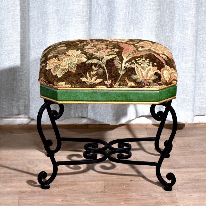 American makeup chair, wrought iron chair, wrought iron balcony, single chair, single fabric cushion, sofa stool, European-style shoe changing stool