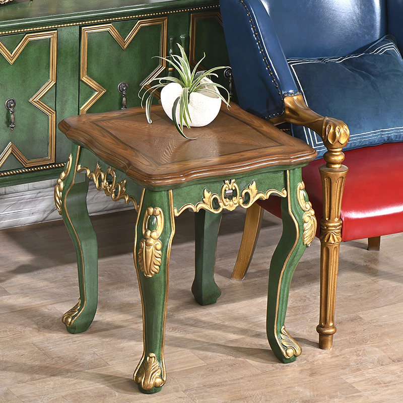 American small corner a few solid wood square tea table light lavish retro small family type small table hall solid wood log Eurostyle small tea table