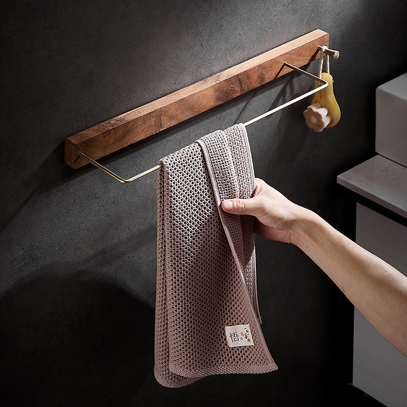 Imported Walnuts Solid Wood Toilet Towel Rack Hook Free To Punch Wall-mounted Toilet Bathroom Hung Towel Rod Shelf 