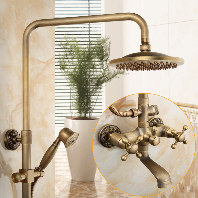 Queen's Family Antique Shower Set for Home Use, Vintage Bathroom French Mid-Century Style, Brass Body Faucet