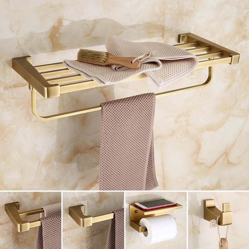 All copper antique towel rack European style towel rack bathroom rack bathroom hardware pendant set GY112