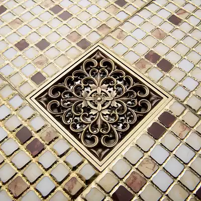 Queen family European antique floor drain Antique copper floor drain All copper retro washing machine floor drain Deodorant floor drain