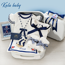 Summer Navy wind full moon newborn baby gift box clothes 100 days men and women baby one year old gift cotton supplies