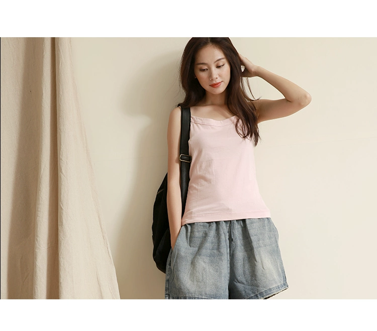 Gujia Cuộc sống tinh tế Áo vest cotton Chất lỏng mỏng manh của phụ nữ cotton đa năng thoi trang cong so