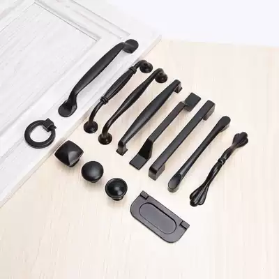 Zinc alloy wardrobe handle cabinet door simple drawer black handle whole cabinet door handle cabinet single hole small handle thick