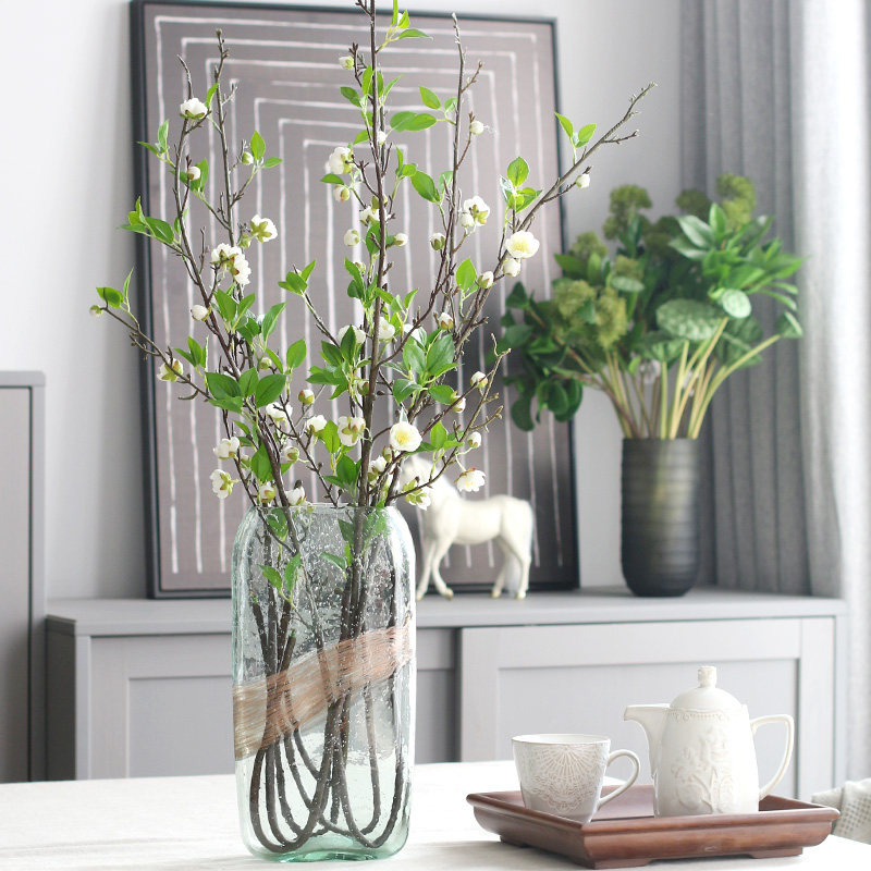 (Clear Soup Sleeper) TV cabinet emulation Flower Long Branch Haitang New Chinese room Living Room Fake Flower Decoration Floral