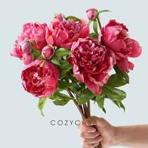 Hand feeling moisturizing simulation flower peony peony light luxury high-end living room bedroom decoration Flower home furnishings fake flower