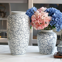 Peonery Jingdezhen Town vase Vase Pendulum ceramic Living room Floor flower arrangement Large number of green flower Porcelain Hand-painted General Jar