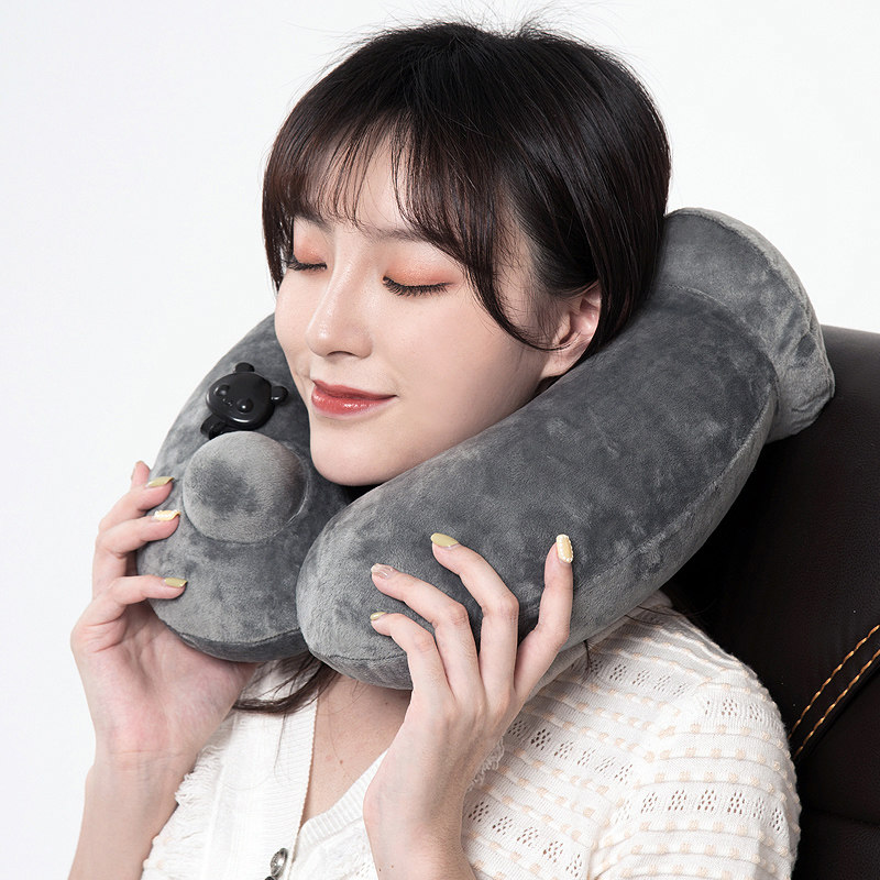 Travel Inflatable U Type Pillow U Shaped Cervical Spine Pillow Press Type Neck Guard Neck Pillow Plane Sleeping Theorizer Portable Leaning Pillow