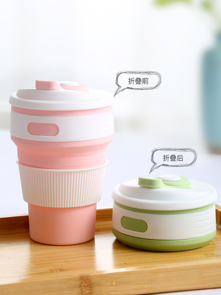 Folding water cup Portable boiling water cup Outdoor travel Silicone high temperature telescopic cup Compression mouthwash cup