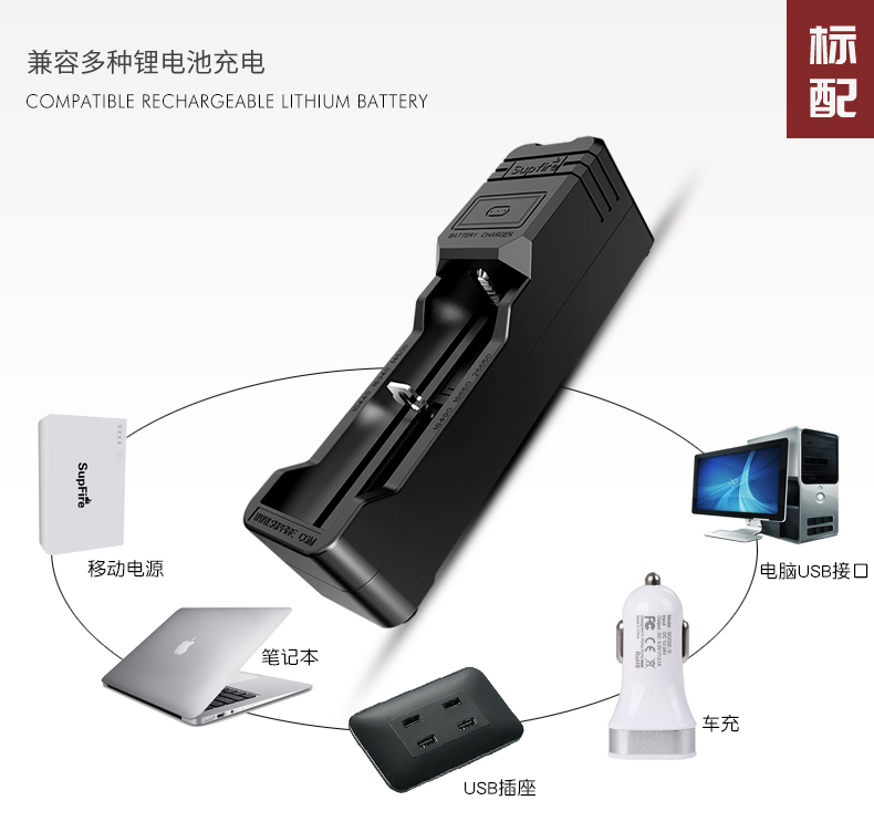 Đèn pin SupFire Shenhuo Sạc pin nổi bật F11-T chiếu sáng đèn pin zoom ngoài trời thời lượng pin dài đèn pin t6