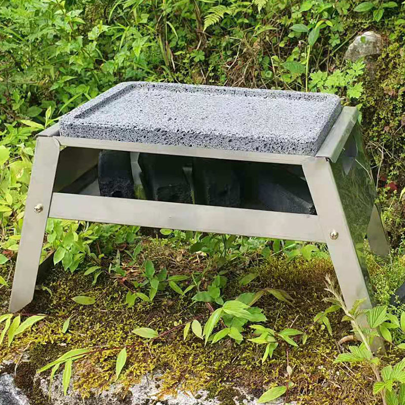Han Style Portable Small Outdoor Folding Volcano Slate Oven Slate Barbecue Grill Charcoal Alcohol Square Bull Pickpocketing Grill