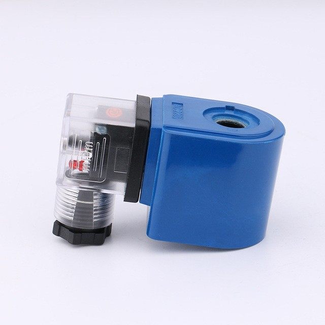 Electromagnetic B61 blue plastic packaging waterproof coil with junction box indicator light AC220V DC24V solenoid valve coil