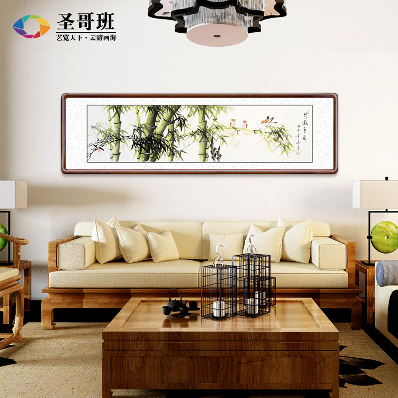 Chinese style living room bamboo decoration painting hand-painted country painting book house office hanging painting bedside painting sofa background wall decoration
