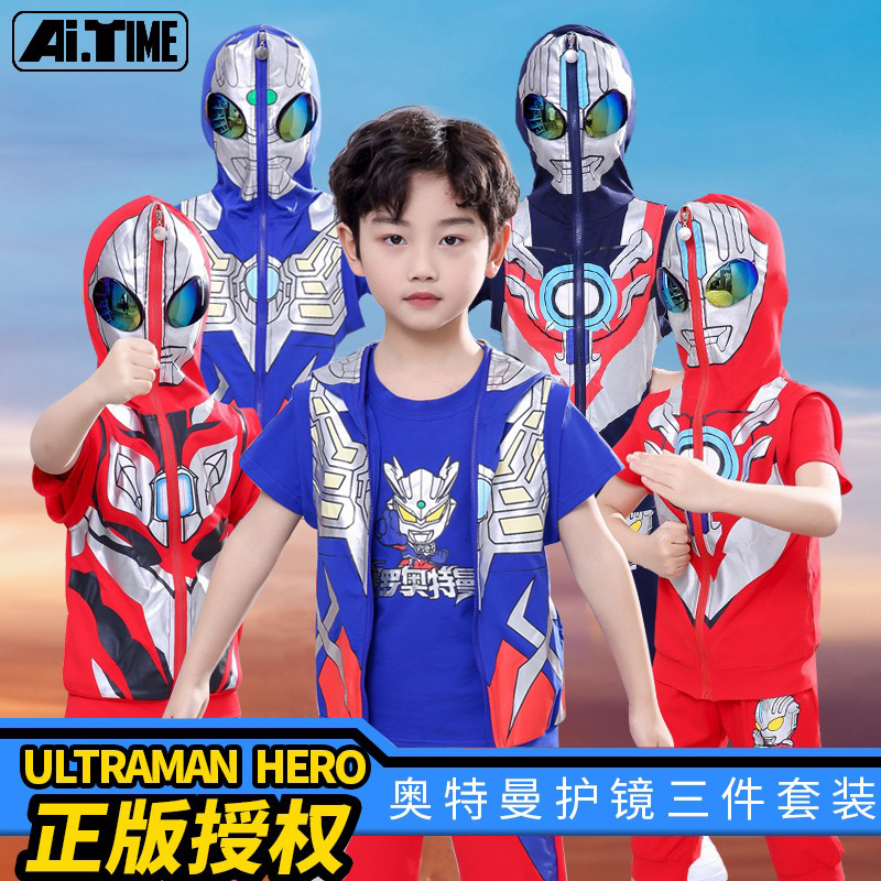 Ottman clothes children's clothes children Summer short sleeves Three sets Spiderman boys suit boy foreign pie handsome