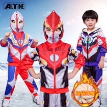  Ultraman clothes childrens suit plus velvet hooded jacket Zeta Rosso Sero childrens clothing boys  clothing warm winter clothing