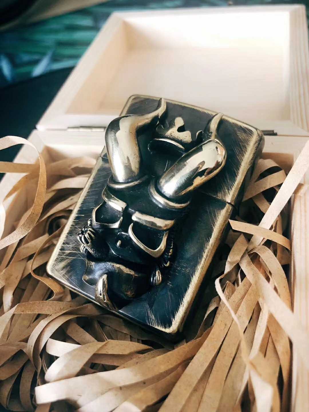 American Original Clothing Zippo Lighter Kerosene Pure Bronze Diy Custom Version Fine Sculpture Hell Baron Men Gift