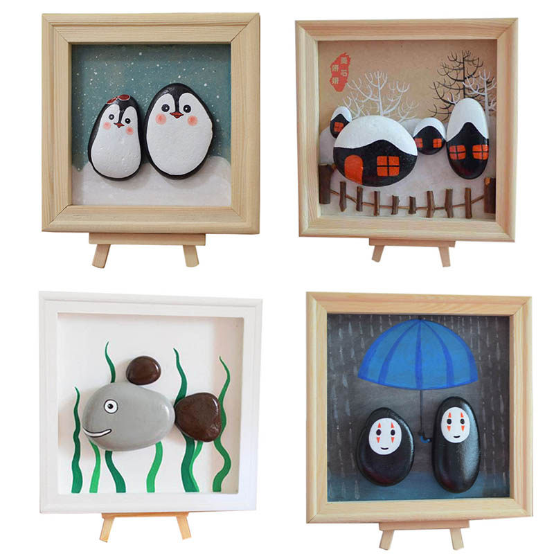 Children's simple stone painting material bag DIY goose egg painting parent-child children hand-made sticky Yanyan beautiful stone