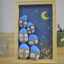 Childrens hand creative paste ring creation cobblestone Acrylic stone painting kindergarten cartoon painting frame art finished product
