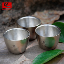 Kaplide Japanese outdoor portable kung fu tea set fired glass pure titanium metal tea set Ice Flower 50ml single