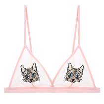 Summer no steel ring sexy mesh perspective animation animal cute underwear womens bra triangle cup bralette