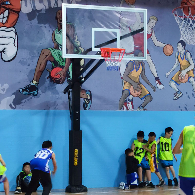 Outdoor Basket Ball Rack Lifting Ground Floor Basketball Frame Adults Outdoor Standard Tempered Glass Rebounds Training Basketball Stands