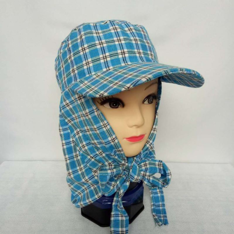 The sanitation worker's shawl tea-picking hat summer hat full-face farmer's big line hat windproof cap breathable cloth cap construction site