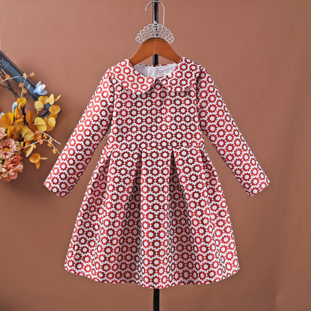 Girls long-sleeved dress 2022 autumn new children's clothes princess dress foreign style children's clothing little girl pleated skirt