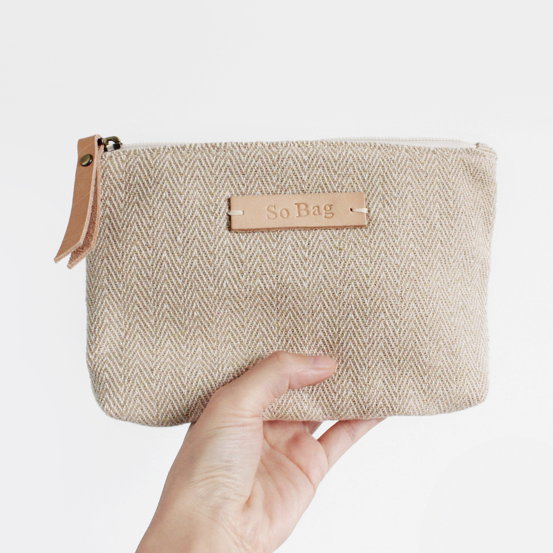 sobog original accommodation small fresh almond colour cotton linen zero wallet woman cute hands with small bag ins wind 100 lap canvas card bag